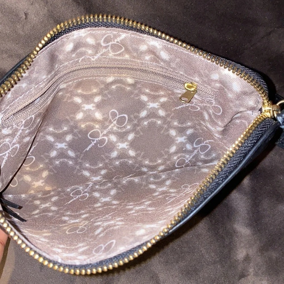 Jessica Simpson textured faux leather black logo wristlet - Picture 9 of 12